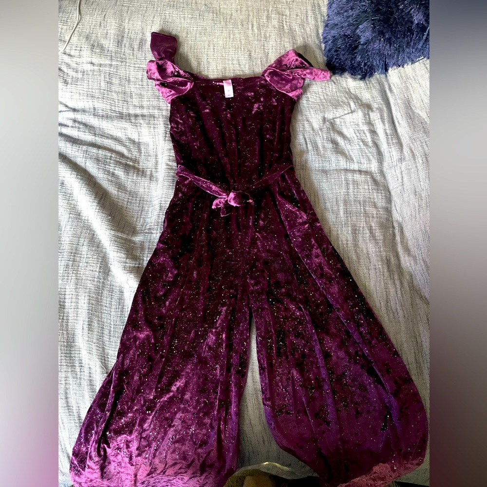 Girl velvet sparkle jumpsuit size 10